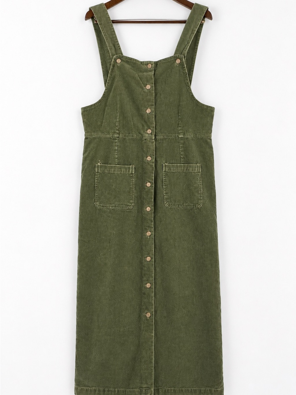 Vintage 90s Gloria Vanderbilt Olive Corduroy Jumper Dress L